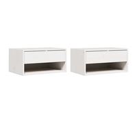 vidaXL Table de Nuit Murale avec tiroir 2 pcs Blanc 50 x 32,5 x 24 cm