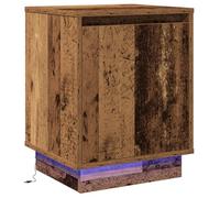 vidaXL Table de Nuit Rustique Marron avec lumière LED intégrée et Beaucoup de Rangement, Meuble Compact pour décorer ta Chambre, Armoire Moderne, Affichage Pratique éclairé