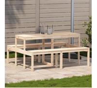 vidaXL Table de pique-nique 832562 – Rectangulaire bois massif pin 160x134x75 cm Beige