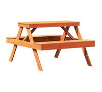 vidaXL Table de Pique-nique, Ensemble de Table et Banc de Jardin, Meuble d’Extérieur Terrasse Patio, Moderne, Cire Marron 844649