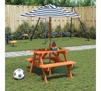 Vidaxl Table De Pique-Nique Pour 4 Enfants Avec Parasol Bois De Sapin
