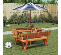 Vidaxl Table De Pique-Nique Pour 4 Enfants Avec Parasol Bois De Sapin