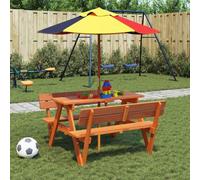 Vidaxl Table De Pique-Nique Pour 4 Enfants Avec Parasol Bois De Sapin