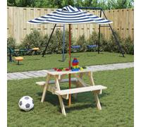 Vidaxl Table De Pique-Nique Pour 4 Enfants Avec Parasol Bois De Sapin