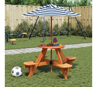Vidaxl Table De Pique-Nique Pour 4 Enfants Avec Parasol Rond Sapin