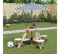 Vidaxl Table De Pique-Nique Pour 4 Enfants Avec Parasol Rond Sapin
