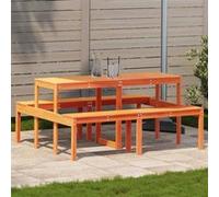 vidaXL Table de Pique-nique, Table à Manger Rectangulaire, Meuble de Camping Jardin Terrasse Patio Extérieur, Moderne, Cire 844648 Orange G