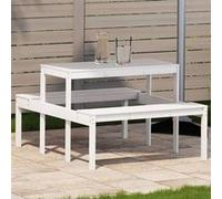 vidaXL Table de pique-nique 110x134x75 cm Bois massif de pin Blanc