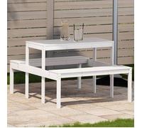 Vidaxl Table De Pique-Nique Blanc 110x134x75 Cm Bois Massif De Pin