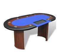 vidaXL Table de Poker avec Lieu de Croupier et bac de jetons 10 Joueurs Bleu
