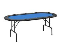 vidaXL Table de Poker Pliable 10 Joueurs Bleu 207x106x76 cm, Dessus de Table de Poker, Table de Poker Pliable, Table de Poker Ovale