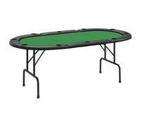 vidaXL Table de Poker Pliable 10 Joueurs Vert 207x106x76 cm, Dessus de Table de Poker, Table de Poker Pliable, Table de Poker Ovale