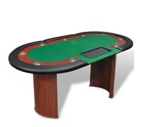 vidaXL Table de poker pour 10 joueurs avec zone de croupier et dépôt de jetons Vert