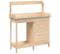 vidaXL Table de Rempotage avec Armoire, Établi de Rempotage avec Étagère, Meuble de Rangement Jardin Patio Terrasse, Bois Massif de Sapin