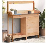 vidaXL Table de Rempotage avec Armoire, Table de Plantation avec Rangement, Banc de Rempotage, Table à Plantes, Marron Bois Massif de Sapin