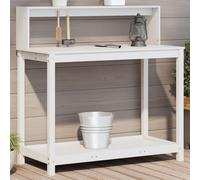 vidaXL Table de rempotage avec étagères blanc bois massif de pin