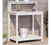 vidaXL Table de rempotage 832408 avec étagères, bois massif de pin, blanc