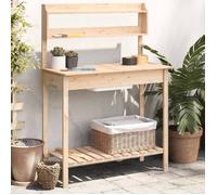 vidaXL Table de Rempotage et Évier, Support pour Plantes avec Étagère, Établi de Rempotage avec Rangement, Meuble de Jardin Patio Terrasse, Bois Massif Sapin