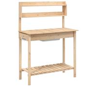 vidaXL Table de Rempotage et Évier, Support pour Plantes avec Étagère, Établi de Rempotage avec Rangement, Meuble de Jardin Patio Terrasse, Bois Massif Sapin