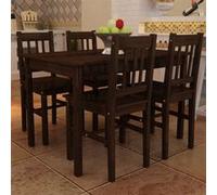 vidaXL Table de salle à manger avec 4 chaises Marron