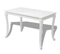 vidaXL 243383 Table à Manger Haute Brillance, Plastique, Blanc, 116x66x76 cm