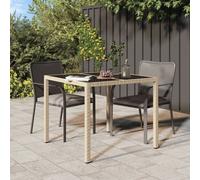 vidaXL Table de Salle à Manger de Jardin Beige 90x90x75 cm Poly Rattan