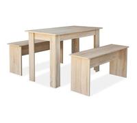 vidaXL Table de salle à manger et bancs 3 pcs Aggloméré Chêne