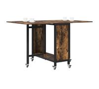vidaXL Table de salle à manger pliante avec roulettes - 130 x 80 x 76,5 cm - En acier PB - Table de salle à manger moderne - Économie d'espace de rangement - Facile d'entretien - Solution polyvalente