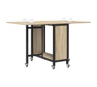 vidaXL Table de salle à manger pliante avec roulettes - 130 x 80 x 76,5 cm - En acier PB - Table de salle à manger moderne - Économie d'espace de rangement - Facile d'entretien - Solution polyvalente