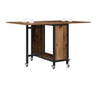 vidaXL Table de salle à manger pliante avec roulettes - 130 x 80 x 76,5 cm - En acier PB - Table de salle à manger moderne - Économie d'espace de rangement - Facile d'entretien - Solution polyvalente
