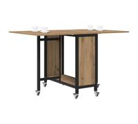 vidaXL Table de salle à manger pliante avec roulettes - 130 x 80 x 76,5 cm - En acier PB - Table de salle à manger moderne - Économie d'espace de rangement - Facile d'entretien - Solution polyvalente