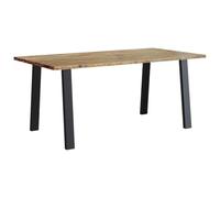 vidaXL Table de salle à manger rectangulaire en bois d'acacia massif avec pieds en métal Marron 150 x 90 x 75 cm