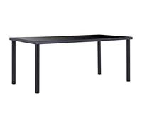 vidaXL Table de salle à manger Noir 180x90x75 cm Verre trempé