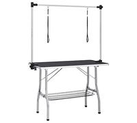 vidaXL Table de Toilettage Réglable de Chiens avec 2 Boucles et Panier, Bras de Toilettage pour Animaux de Compagnie, Table de Toilettage pour Chat