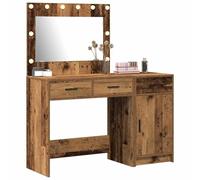 vidaXL Table de Toilette 2 pc Marron 40 x 41 x 75 cm Bois d'ingénierie | La finition en bois rustique apporte une super touche à ta déco, Les lumières LED intégrées diffusent une douce lumière,