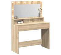 vidaXL Coiffeuse moderne 100x41x135 cm Chêne Sonoma Miroir lumineux Rangement intégré