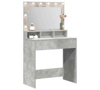 vidaXL Table de Toilette avec étagère Gris béton 75,5 x 41 x 135 cm, Unité de Rangement Moderne, Meubles pour Chambre, Table de Maquillage Minimaliste, Miroir Lumineux en Bois Robuste