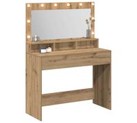 vidaXL Table de toilette Chêne artisanal 100 x 41 x 135 cm – Rangement moderne, miroir lumineux