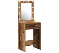 vidaXL Coiffeuse Bois ancien 50x41x135 cm – Miroir, lumières LED, 1 tiroir