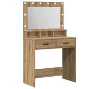 vidaXL Table de Toilette avec tiroir Chêne Artisanal 79 x 41 x 135 cm, Coiffeuse rectangulaire élégante, avec Miroir LED, Meuble de Rangement Moderne, Pratique pour Votre Chambre