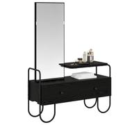 vidaXL Table de Toilette avec tiroir Chêne Noir Bois d'ingénierie, Chambre, Commode Moderne, Rangement idéal, Coiffeuse élégante, Espace Pratique, déco intérieure