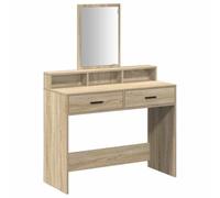 vidaXL Table de Toilette avec tiroir Chêne Sonoma 100 x 41 x 140 cm, Coiffeuse stylée, Coiffeuse compacte, Station de Maquillage Moderne, Rangement Durable, Design rectangulaire Chic, USB intégré