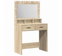 Coiffeuse - Chêne Sonoma - 79x41x135 cm - 2 tiroirs - Éclairage LED intégré