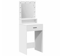 Coiffeuse moderne - vidaXL - 50x41x135 cm - Blanc - Bois d'ingénierie - Miroir LED - 2 tiroirs - Étagères intégrées