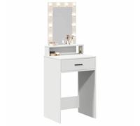 vidaXL Coiffeuse moderne - Blanc en bois d'ingénierie, miroir LED, 1 tiroir, port USB