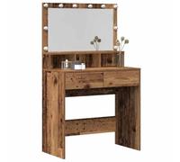 Coiffeuse moderne - vidaXL - Bois ancien - 80x41x134,5 cm - Miroir LED - USB - 2 tiroirs - 2 étagères
