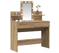 vidaXL Table de maquillage Chêne Artisan avec LED 100x40x130 cm