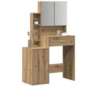 vidaXL Table de Toilette Chêne Artisanal 80 x 35 x 132 cm | forme rectangulaire moderne avec une finition mate, plein de compartiments pour toutes tes petites affaires,