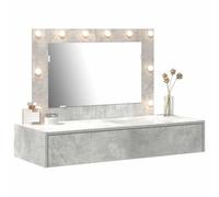 vidaXL Table de toilette murale 100 x 40 x 70 cm gris béton Bois d'ingénierie LED rangement