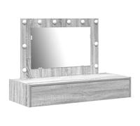 vidaXL Table de Toilette Gris 100 x 40 x 70 cm Bois d'ingénierie, Solutions de Rangement, Coiffeuse Moderne, Meuble Robuste avec Miroir, déco intérieure, Espace beauté Chic.